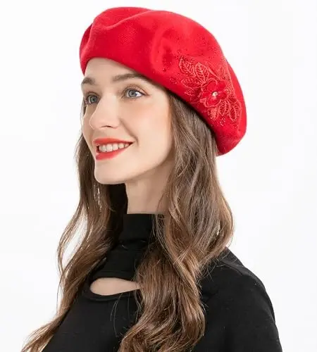 ZLYC Womens French Beret hat, Reversible Solid Color Mosaic Warm Beret Cap for Girls - 3