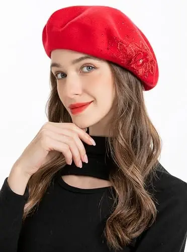 ZLYC Womens French Beret hat, Reversible Solid Color Mosaic Warm Beret Cap for Girls - 4