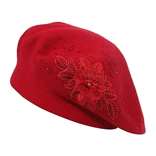 ZLYC Womens French Beret hat, Reversible Solid Color Mosaic Warm Beret Cap for Girls - 5