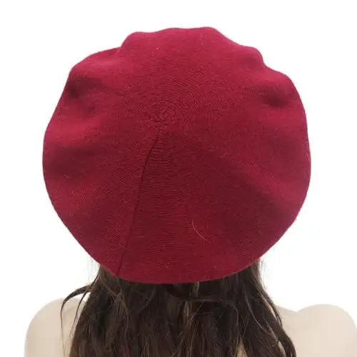 ZLYC Womens French Beret hat, Reversible Solid Color Mosaic Warm Beret Cap for Girls - 5