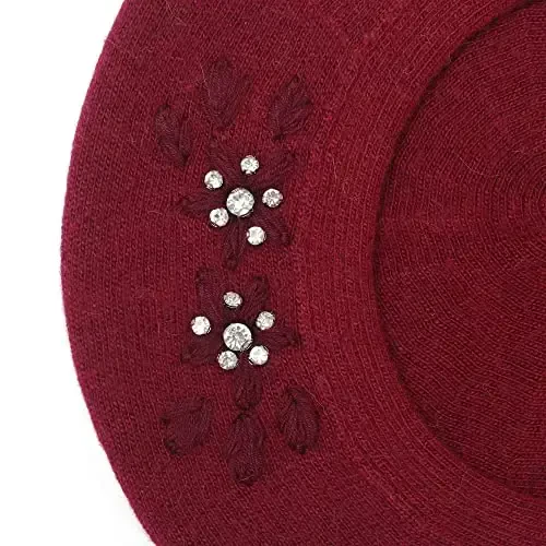 ZLYC Womens French Beret hat, Reversible Solid Color Mosaic Warm Beret Cap for Girls - 6