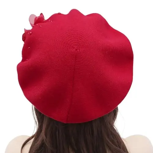 ZLYC Womens French Beret hat, Reversible Solid Color Mosaic Warm Beret Cap for Girls - 3