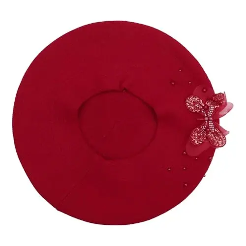 ZLYC Womens French Beret hat, Reversible Solid Color Mosaic Warm Beret Cap for Girls - 4