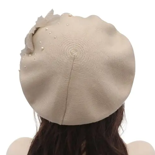 ZLYC Womens French Beret hat, Reversible Solid Color Mosaic Warm Beret Cap for Girls - 5