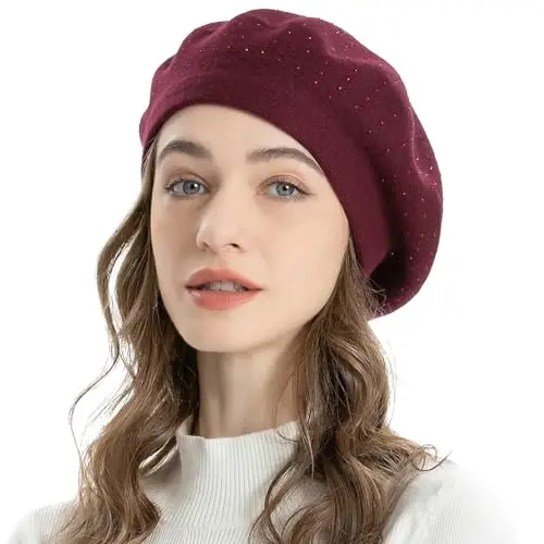 ZLYC Womens French Beret hat, Reversible Solid Color Mosaic Warm Beret Cap for Girls - 3