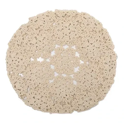 ZLYC Women Cotton Slouchy Crochet Beret Handmade Cutout Floral Beanie Hat - 5