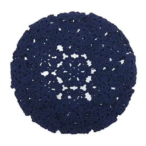 ZLYC Women Cotton Slouchy Crochet Beret Handmade Cutout Floral Beanie Hat - 5