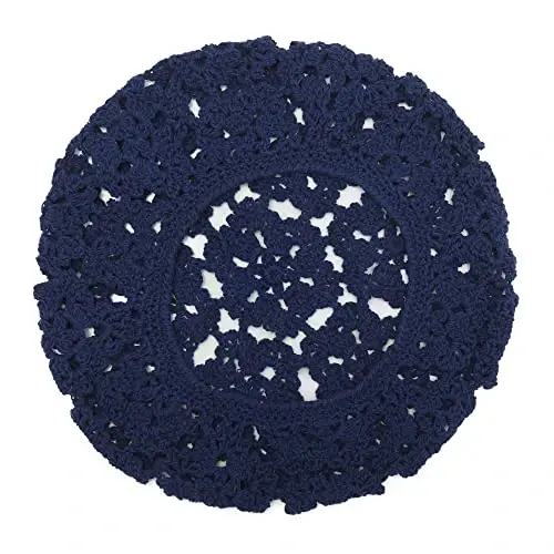 ZLYC Women Cotton Slouchy Crochet Beret Handmade Cutout Floral Beanie Hat - 6