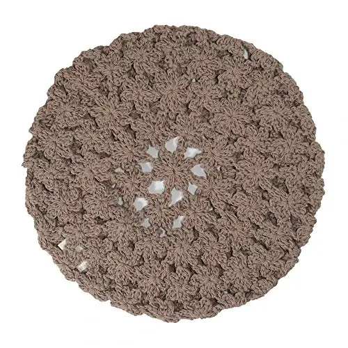 ZLYC Women Cotton Slouchy Crochet Beret Handmade Cutout Floral Beanie Hat - 5