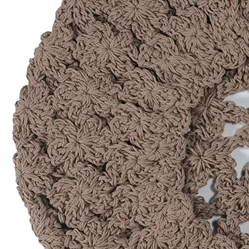 ZLYC Women Cotton Slouchy Crochet Beret Handmade Cutout Floral Beanie Hat - 7