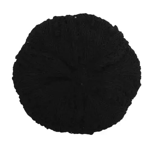 ZLYC Women Cotton Slouchy Crochet Beret Handmade Cutout Floral Beanie Hat - 4