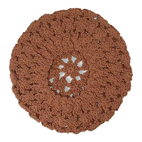 ZLYC Women Cotton Slouchy Crochet Beret Handmade Cutout Floral Beanie Hat - 6