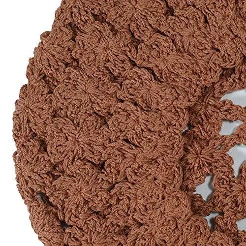 ZLYC Women Cotton Slouchy Crochet Beret Handmade Cutout Floral Beanie Hat - 7