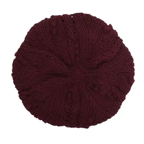 ZLYC Women Cotton Slouchy Crochet Beret Handmade Cutout Floral Beanie Hat - 4