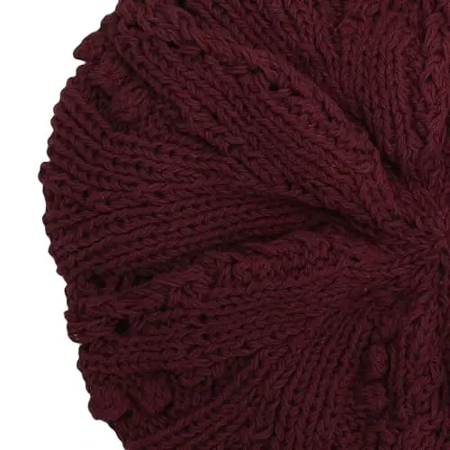ZLYC Women Cotton Slouchy Crochet Beret Handmade Cutout Floral Beanie Hat - 6