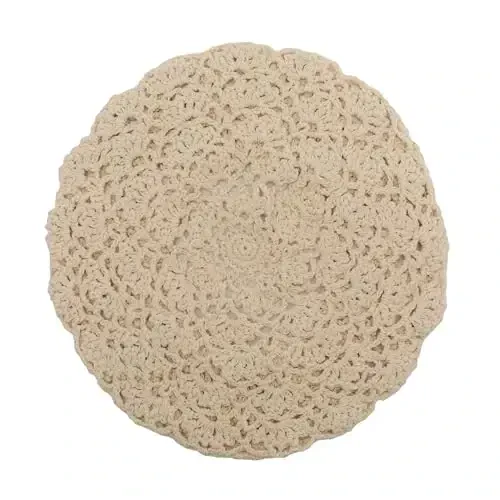 ZLYC Women Cotton Slouchy Crochet Beret Handmade Cutout Floral Beanie Hat - 4