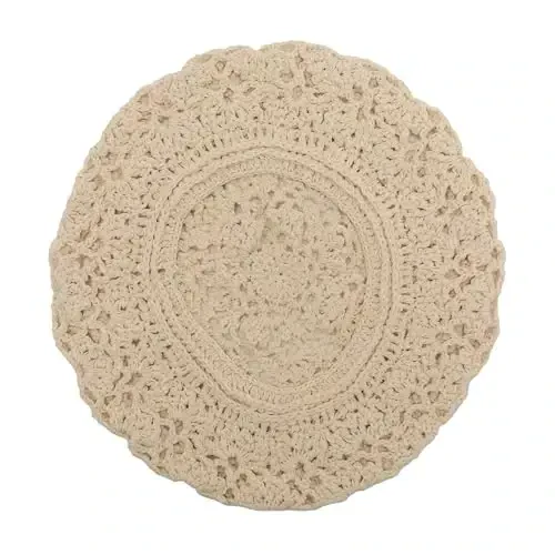 ZLYC Women Cotton Slouchy Crochet Beret Handmade Cutout Floral Beanie Hat - 5