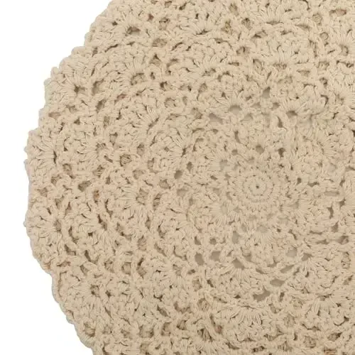 ZLYC Women Cotton Slouchy Crochet Beret Handmade Cutout Floral Beanie Hat - 6