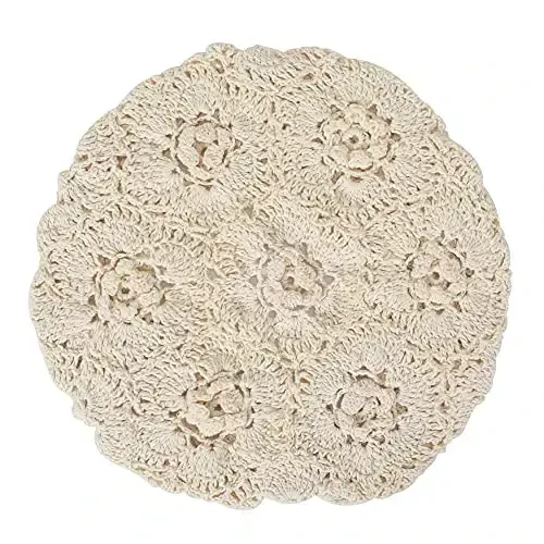 ZLYC Women Cotton Slouchy Crochet Beret Handmade Cutout Floral Beanie Hat - 5