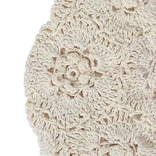 ZLYC Women Cotton Slouchy Crochet Beret Handmade Cutout Floral Beanie Hat - 7