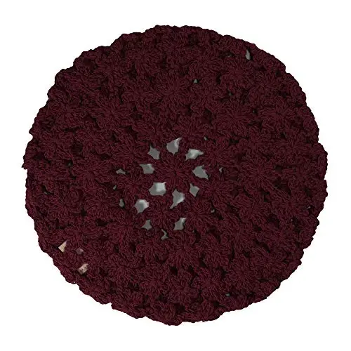 ZLYC Women Cotton Slouchy Crochet Beret Handmade Cutout Floral Beanie Hat - 5