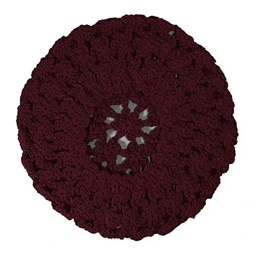 ZLYC Women Cotton Slouchy Crochet Beret Handmade Cutout Floral Beanie Hat - 6