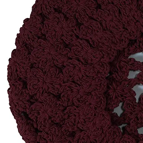 ZLYC Women Cotton Slouchy Crochet Beret Handmade Cutout Floral Beanie Hat - 7