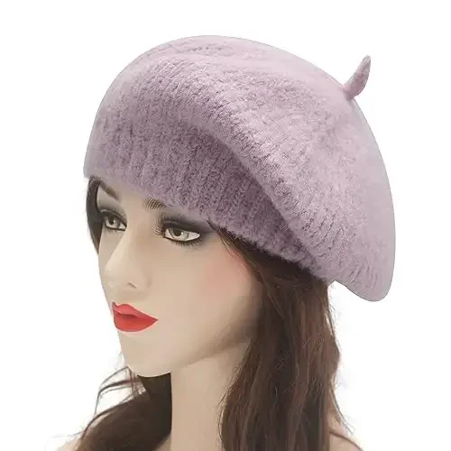 ZLYC Women Wool French Beret Hat for Women Winter Knitted Berets Artist Cap - 2