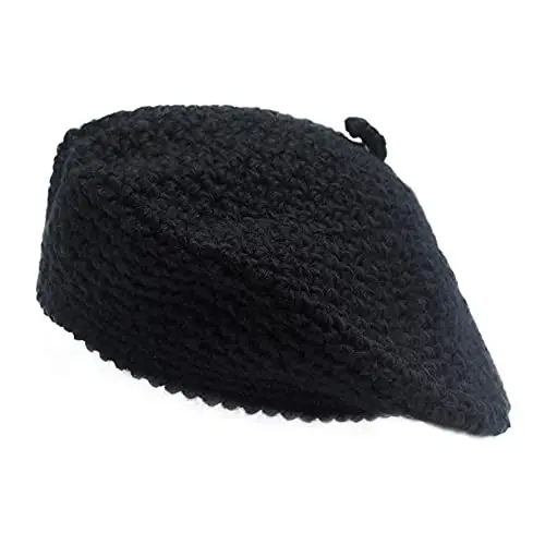 ZLYC Women French Beret Hat Winter Knitted Stretchable Beret Artist Cap | classic artist beret,soft stretch fit,city travel photo shoot, festival vintage party artist costume,daily matching 