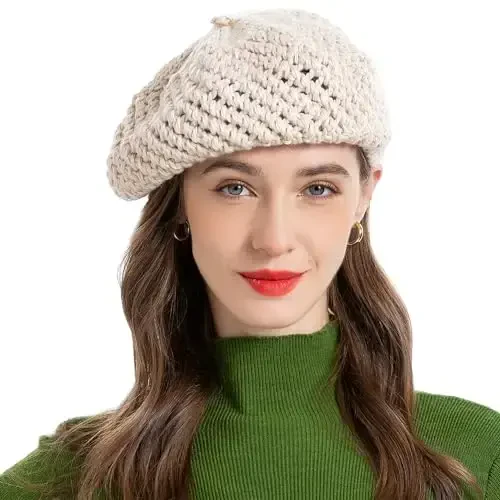 ZLYC Women Wool French Beret Hat for Women Winter Knitted Berets Artist Cap 