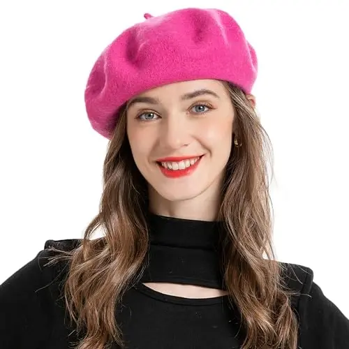 ZLYC Wool French Beret Hat Solid Color Beret Cap for Women Girls 