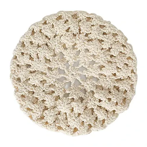 ZLYC Women Cotton Slouchy Crochet Beret Handmade Cutout Floral Beanie Hat - 2