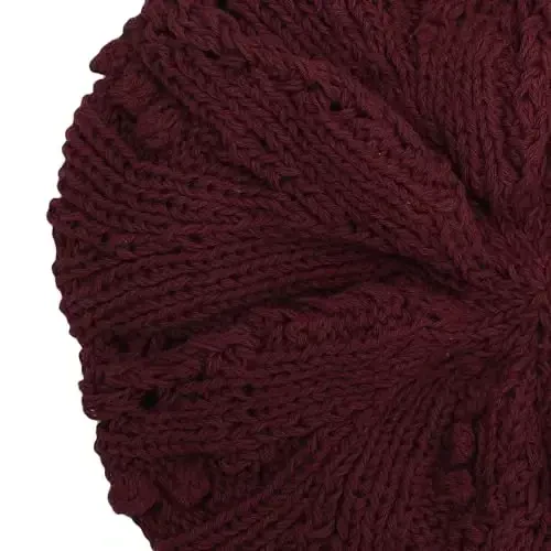 ZLYC Women Cotton Slouchy Crochet Beret Handmade Cutout Floral Beanie Hat - 6