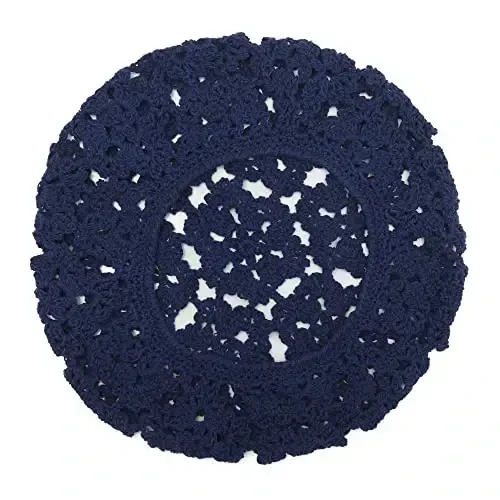 ZLYC Women Cotton Slouchy Crochet Beret Handmade Cutout Floral Beanie Hat - 6