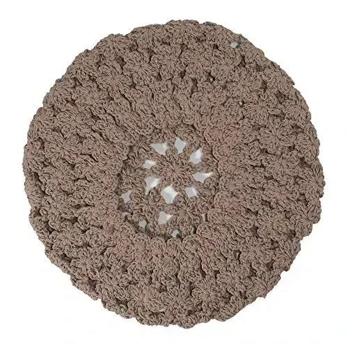 ZLYC Women Cotton Slouchy Crochet Beret Handmade Cutout Floral Beanie Hat - 6