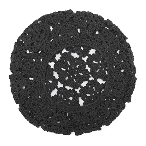ZLYC Women Cotton Slouchy Crochet Beret Handmade Cutout Floral Beanie Hat - 6