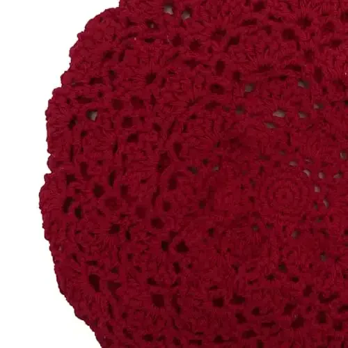 ZLYC Women Cotton Slouchy Crochet Beret Handmade Cutout Floral Beanie Hat - 6