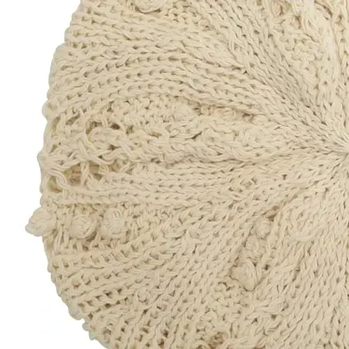 ZLYC Women Cotton Slouchy Crochet Beret Handmade Cutout Floral Beanie Hat - 6