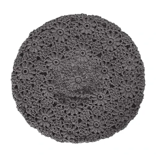 ZLYC Women Cotton Slouchy Crochet Beret Handmade Cutout Floral Beanie Hat - 6