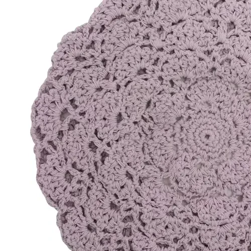 ZLYC Women Cotton Slouchy Crochet Beret Handmade Cutout Floral Beanie Hat - 6