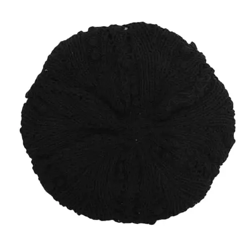 ZLYC Women Cotton Slouchy Crochet Beret Handmade Cutout Floral Beanie Hat - 6