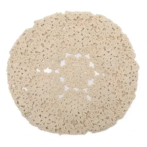 ZLYC Women Cotton Slouchy Crochet Beret Handmade Cutout Floral Beanie Hat - 5