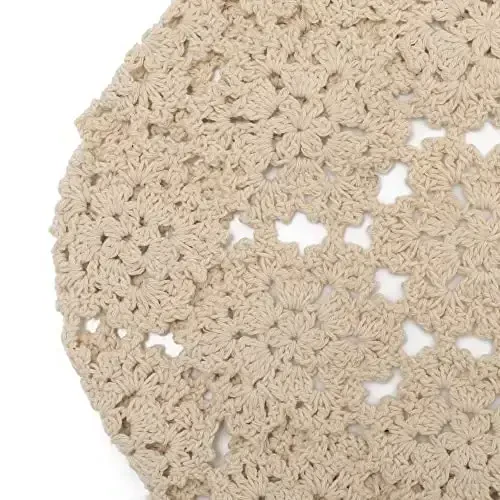 ZLYC Women Cotton Slouchy Crochet Beret Handmade Cutout Floral Beanie Hat - 7