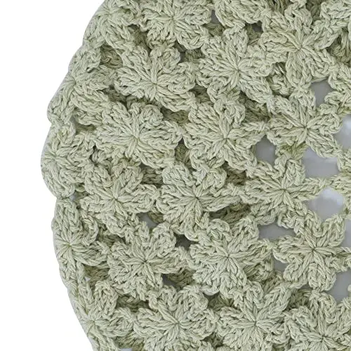 ZLYC Women Cotton Slouchy Crochet Beret Handmade Cutout Floral Beanie Hat - 14