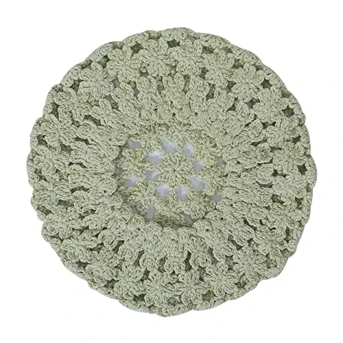 ZLYC Women Cotton Slouchy Crochet Beret Handmade Cutout Floral Beanie Hat - 6