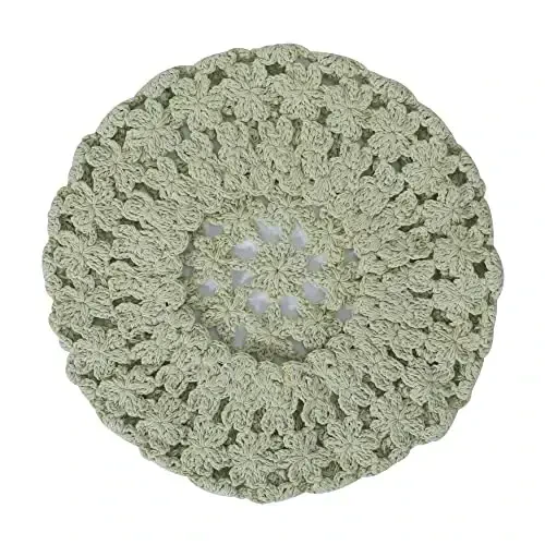 ZLYC Women Cotton Slouchy Crochet Beret Handmade Cutout Floral Beanie Hat - 6