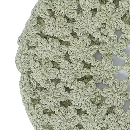 ZLYC Women Cotton Slouchy Crochet Beret Handmade Cutout Floral Beanie Hat - 7