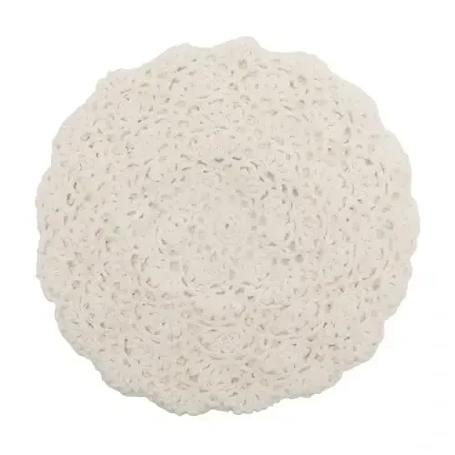 ZLYC Women Cotton Slouchy Crochet Beret Handmade Cutout Floral Beanie Hat - 4