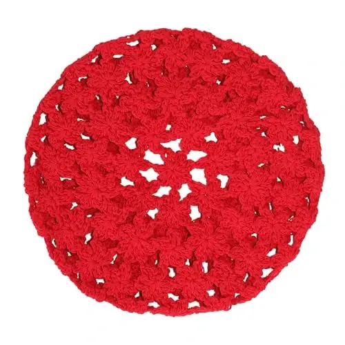 ZLYC Women Cotton Slouchy Crochet Beret Handmade Cutout Floral Beanie Hat - 6
