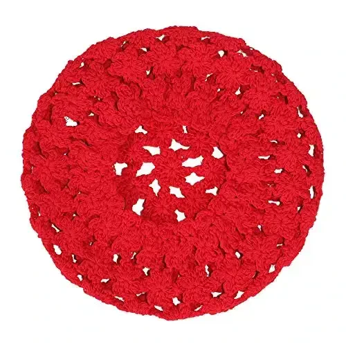 ZLYC Women Cotton Slouchy Crochet Beret Handmade Cutout Floral Beanie Hat - 6